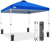 EAGLE PEAK Pop Up Canopy Tent with Wheeled Carry Bag, 8 Stakes, 4 Ropes, 4 Weight Bags, Easy Set Up Tent Canopy, 10x10 ft, 100sqft of Shade (Blue)