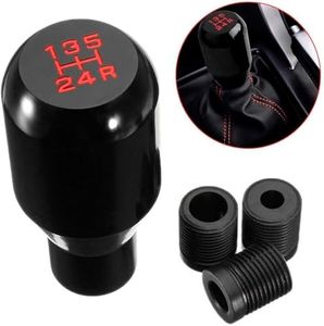 OBEST Pomos de Palanca de Cambios Manual Universal, Adaptador Perilla Palanca de Cambios Metal 5 velocidades para Coche de Transmisi�ón Manual, con 3 adaptadores 8/10 / 12mm, Negro