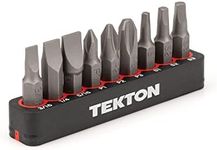 TEKTON 1/4 Inch Phillips, Slotted, Square Bit Set with Rail, 9-Piece (#1-#3, 3/16-5/16 in., S1-S3) | DZZ93001