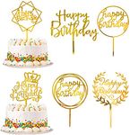 CCINEE 6PCS Gold Cake Topper Birthday,Acrylic Cake Topper Decoration Set for Birthday Wedding Anniversary Party Supply