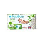 PureBorn Organic Disposable Baby Diapers I Super Soft I Maximum Leakage Protection I Made with Organic Bamboo I Master(Pack Of 136 Pcs), Size NB (Upto 5 Kg)