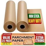 Unbleached Parchment Paper for Baking – 2 Pack 38cm x 64m Baking Paper Roll with Cutter, Non-Stick Greaseproof Paper for Baking, Cooking, Grilling, Steaming and Air Fryer by Baker’s Signature