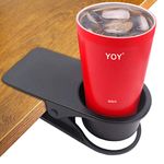 HOLLIHI Drink Cup Holder Clip - Table Desk Side Water Glass Beer Bottle Tumbler Beverage Soda Tea Coffee Mug Holder Cup Saucer Clip Design for Home Office, Black