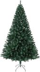 EVRE 7FT Realistic Artificial Christmas Tree 1200 PVC Tips Pine Branches Metal Stand Easy Assembly Bushy Premium Fir Christmas Tree 7FT 210cm Green Large Xmas Tree Indoor Outdoor Holiday Decorations