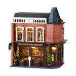 Flever Dollhouse Miniature DIY House Kit Creative Room with Furniture for Romantic Valentine's Gift (Corner Restaurant)