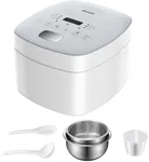 Novaspark Low Carb Rice Cooker Stainless Steel Inner Pot, Mini Stainless Steel Rice Cooker Small 5 Cup, LED Display Low Sugar Rice Maker, 24H Timer and Auto Keep Warm, White Rice/Porridge/Oatmeal, White