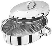 Judge TC121 Stainless Steel High Roaster with Rack and Self Basting Lid 35cm x 25cm x 15cm Oven Safe Dishwasher Safe Gift Box, 25 Year Guarantee