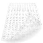 DOPROP Diamond Design Extra Long Anti Slip Bath Mat for Inside Shower Mat for Elderly with Drain Holes Powerful Suction Cups Premium Bathroom Accessories Safety Bathtub Mat Runners Rugs,Clear,88X40CM