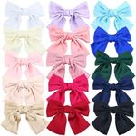 15 Colors Pack 8 Inch Large Big Oversized Knot Bowknot Satin Hair Bows French Barrette Hair Clips Bun Ponytail Holder White Red Blue Green Black Hair Bow Ribbon Hair Accessories for Women Girls Adults