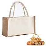 1 Pcs Hessian Tote Bag,Jute Gift Bag,Foldable Jute Large Reusable Shopping Bag,Natural Reusable Jute Burlap Bag,Carrier Bag,Foldable Waterproof Shopping Bag for Picnic Travel Shopping Beach Daily Life