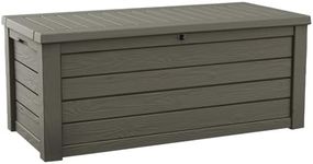 Keter Westwood 150 Gallon Resin Large Outdoor Storage Box for Patio Furniture, Outdoor Cushions, Garden Tools and Pool Floats, Taupe