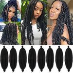 Leeven 24 Inch Pre-Separated Springy Afro Twist Hair 8 Packs Popping Spring Twist Hair for Marley Locs Twist Braiding Hair 8 Strands/Pack Black Pre-fluffed Afro Kinky Marley Hair Extensions /1B#