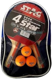 Stag Iconic Wood 4 Star Professional Table Tennis (T.T) Multi-Set - Table Tennis Rackets and T.T Balls Included| All-in-One Ping Pong Paddle Playset - Table Game Accessories