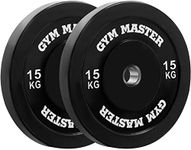 GYM MASTER Pair of 2" Black Rubber Bumper Plates for Olympic Barbell Weight Lifting