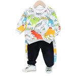 Googo Gaaga Boy's Cotton Printed Sweatshirt With Joggers In White Color Baby Boys Clothing Set (1.5-2 Years)