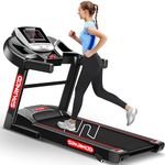 Sparnod Fitness STH-1200 Motorized Treadmill for Home Use, 4 HP Peak DC Motor, Bluetooth,12 km/hr Speed, 110 kg Max User Weight, 12 Preset Workouts, Manual Incline, Hi-Fi Speaker, Safety Key