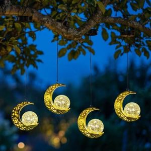 Solar Hanging Moon Lanterns Outdoor ,Waterproof Fariy Garden Lights Decor