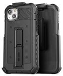 Encased Pantera Holster Case Designed for iPhone 14 Plus with Built in Screen Protector and Belt Clip - Ultra Rugged [MIL-Spec] Full Body Protective Armor with Kickstand (Black)