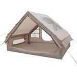 COSTWAY Inflatable Camping Tent, Waterproof 4-Season Blow-up Air Tent with Pump, Mesh Screen Windows and 2 Doors, Easy Setup 4-6 People Windproof Luxury Cabin Tents for Family (296 x 206 x 202 cm)
