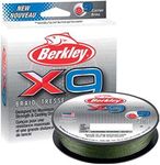 Berkley X9 Braided Fishing Line - 9 Strand Braid Line for Saltwater and Freshwater Fishing, Unisex,, Low-Vis Green, 0.06mm | 6.4kg | 150m | 165yd