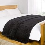 Soft Faux Fur Mink Bed Throw Blanket, Large King Size 200cm x 240cm, Black - Mountain Moose Co.