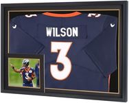 Large 36" X 25" PRO Sports Jersey Display Frame Case Shadow Box with 98% UV Protection for Baseball Basketball Football Soccer Hockey Shirt and Uniform, 2 Color Options Mat - Black Frame