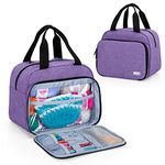 LoDrid Small Knitting Bag, Portable Yarn Storage Bag for Knitting Kit, Crochet Knitting Tote Organizer for Crochet Accessories & Supplies, with 2 Oversize Grommets for Tangle Free, Purple (Bag Only)