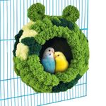 Qpets® Parrots Nest for Cage, Cute Green Plush Birds Nest for Parrots, Soft Warm Birds Nest Birds Parrots Nest for Cage, Washable & Screw Mounting Bird Nest for 2 Peony/Budgies Parrots -17x14x16CM