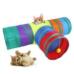 PawLites Cat 3 Way Tunnel Cat Toy Indoor/Outdoor Kitty/Puppy Puzzle/Exercise/Hiding Training Toy Pet Tube Collapsible Play Toy - 80 X 30 X 25 CM