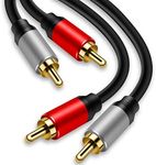 TanQY 2RCA to 2RCA Cable 1.8M, Gold-Plated 2 RCA Male to 2 RCA Male Stereo Audio Cable for Home Theater, HDTV, Gaming Consoles, Hi-Fi Systems (1.8M)