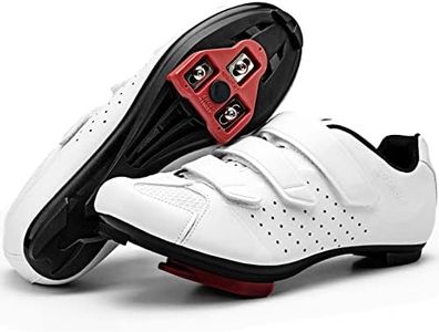Mens Peloton Cycling Shoes with Look Delta Cleat - Compatible with Peloton Shimano SPD Clips - Spin Indoor Road Racing Bike Shoes for Men Women, White, 13.5 Women/12 Men