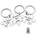 Vadaka Best Friend Keychain Set Long Distance Relationship Gift No Matter Where What When Puzzle Keyring Set of 3 Friendship Gifts for Couple Sister Teens Graduation Birthday Gift