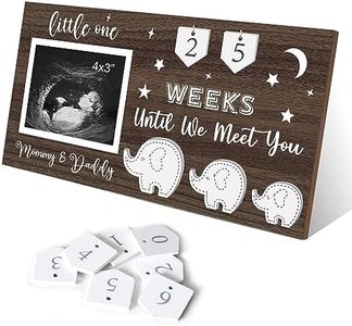 Yudarte Ultrasound Picture Frame 4x3 Inches with Baby Countdown Weeks Sonogram - Pregnancy Announcement Elephant Nursery Decor for Birth Information - Expecting Parents to be New Mom Gifts for