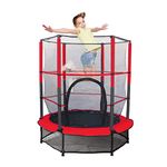 55'' Kids Trampoline Large Trampoline for Kids Foldable Fitness Bouncer with Safety Enclosure Net and Pad Bulit-in Zipper Frame Cover Heavy Duty Steel Jumping Training Indoor Outdoor Activities (red)