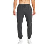 Tansozer Jogging Bottoms Men's Training Trousers Cotton Fitness Trousers Men with Zip Pockets, New Grey, M