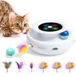 Cat Toys ORSDA 2in1 Interactive Cat Toys for Indoor Cats, Auto On/Off, Cat Toy Balls & Ambush Feather Electronic Cat Toy, Cat Entertainment with 6pcs Feathers, Dual Power Supplies