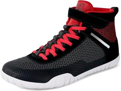 Sisttke Mens Wrestling Shoes Boxing Shoe Black/Red,9 Wide | Wide Width Zero Drop Sole,Weightlifting,Powerlifting,Bodybuilding,Fitness,Lightweight,Non-Slip,for Competition & Training