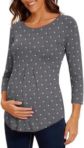 Glampunch Women's Maternity Tops Short & 3/4 Sleeve Round Neck Front Pleat Peplum Tunic Top Pregnancy Shirts