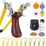 RCZZSUWE Slingshot, Hunting Sling Shot Set for Adults, Professional Stainless Steel Tactical Slingshots, High Velocity Catapult with Ammo Balls, Rubber Bands, Ammo Pouch, Target