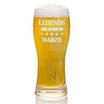 Joymaking Beer Glass Birthday Gifts for Men - Legends are Born in March, Mens Birthday Gifts, Gifts for Men Birthday Present, Gifts for Him Who Has Everything, Gifts for Men Birthday Unique 15oz