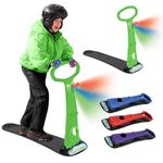 Geospace Winter Fun Foldable Snow Scooter, Ski Skate, Ski Skooter, Snow Sled, and Kids Snowboard with LED Light – Multi-purpose Portable Sandboard, Snow Skate,and Kids/Teenager Sled for All Ages-GREEN