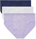 Warner's Women's Blissful Benefits Tummy Smoothing Hi-Cut Panty, Lavender Macaron/White/Navy Ink, Small