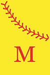M: Monogram Initial Letter Softball Journal/Notebook for Girls and Women, Personalized Gift, Softball Gift, Softball Players Notebook, Softball Girl ... gift, 120 Pages of 6" x 9" Lined Notebook