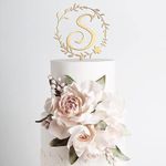 Initials S Cake Topper, Wedding Cake Topper, Bride Cake Toppers For Wedding, Rustic Wedding Cake Topper, Wreath Cake Topper, Monogram Cake Topper