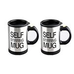 CUGBO 2 PCS Self Stirring Mug Automatic Mixing Cup Stainless Steel Electric Rotating Functional Coffee Cup