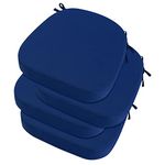 idee-home Outdoor Chair Cushions Set of 4, 17" x 17" x 3" Thick Outdoor Cushion Seat Cushion Waterproof Patio Furniture Cushions with Ties, Dining Chair Cushions Indoor Chair Pads Dark Cerulean