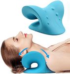 Neck and Shoulder Relaxer, Cervical Traction Device for TMJ Pain Relief and Muscle Relax Cervical Spine Alignment Chiropractic Pillow (Blue)