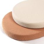 lulumoon Muslin Bassinet Sheets Fitted - Universal Cotton Baby Sheets for Rectangle, Hourglass or Oval Bassinet Mattress (Beige & Caramel)