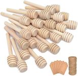 100Pcs 3 Inch Wood Honey Dipper Sticks with Natural Jute Twine & Kraft Paper Tags for Honey Jar Dispense Drizzle Honey Wedding Party Family by BNK