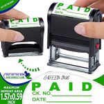 Bertiveny Office Stamps Self Inking Personalized for Business Supplies Custom Rubber Business Stamps for Office Supplies (PAID with DATE/GREEN)